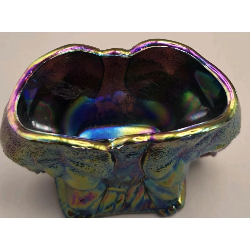 Vintage Toothpick Holder Summit Art‎ Event Iridescent Double Elephants